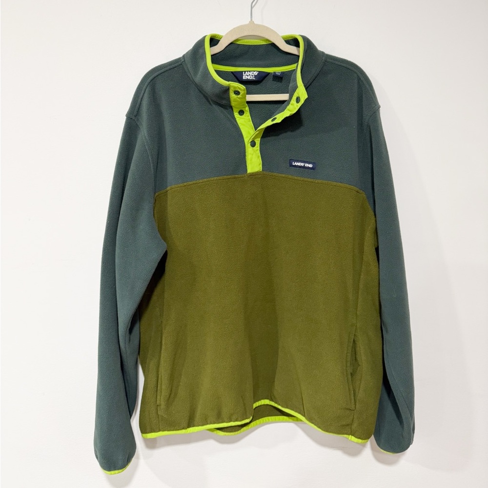 Lands' End Men's Heritage Fleece Snap Neck Pullover Size XL